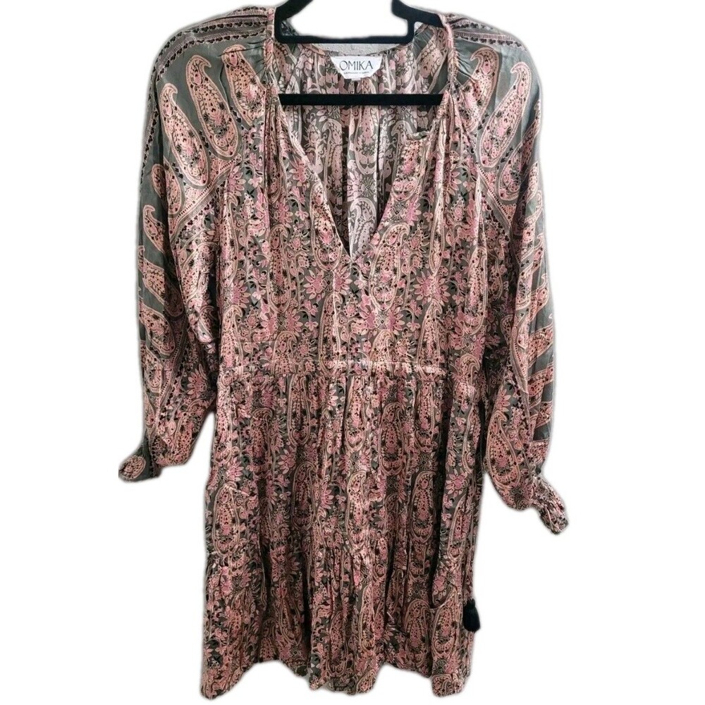 Omika Riviera Mini Dress S Paisley Boho Festival Tassel Drawstring Waist India